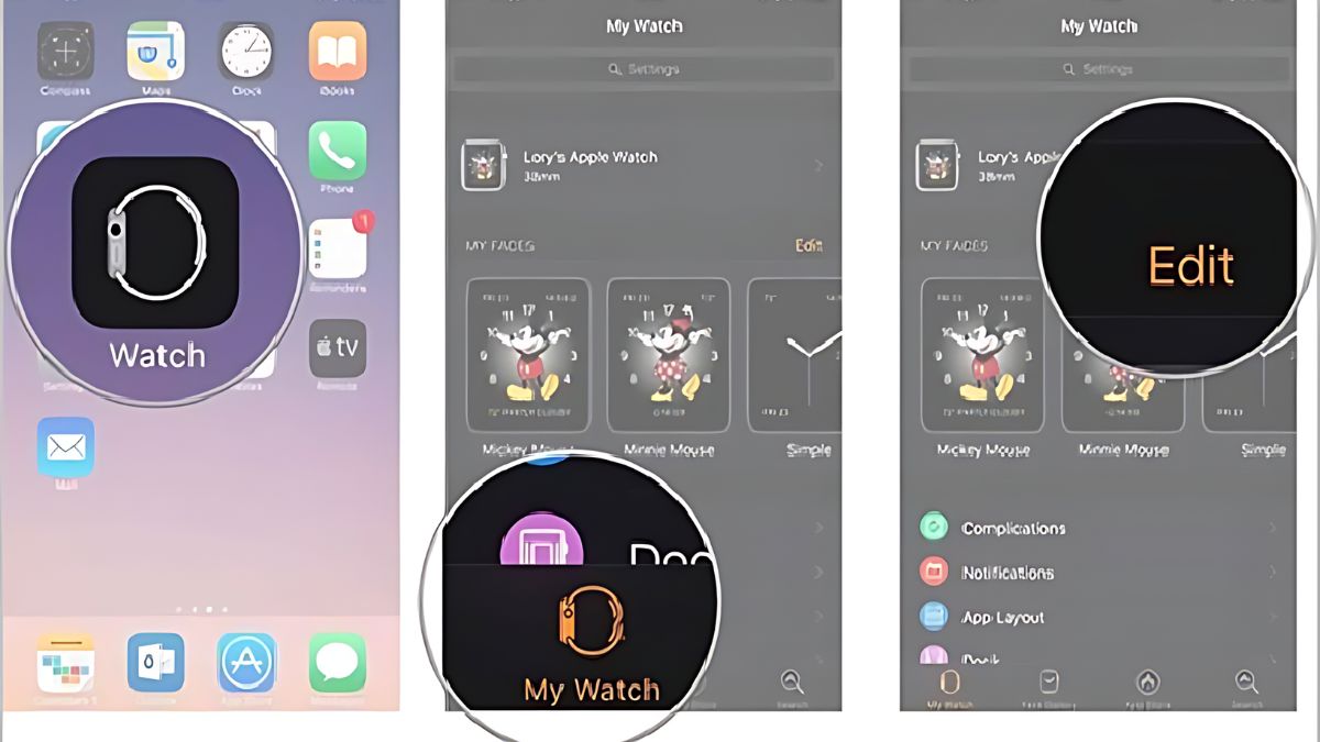 Sắp xếp các giao diện hình nền Apple Watch