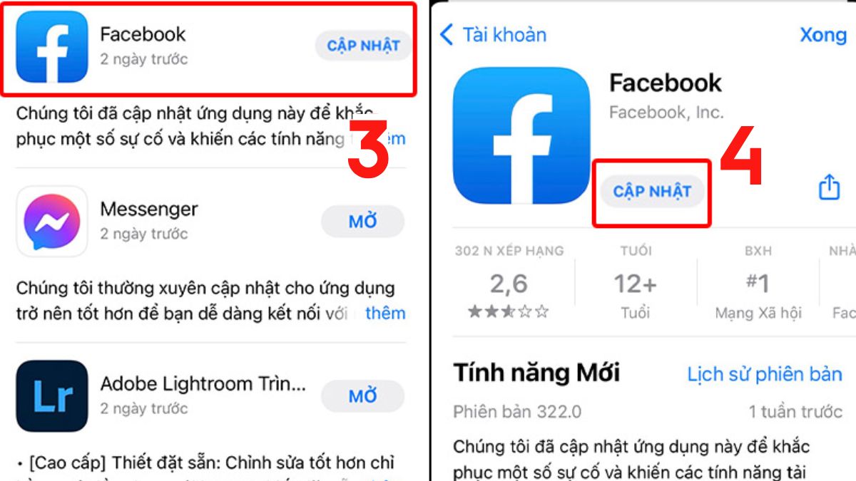 ách cập nhật facebook trên iphone thủ công - bước 3