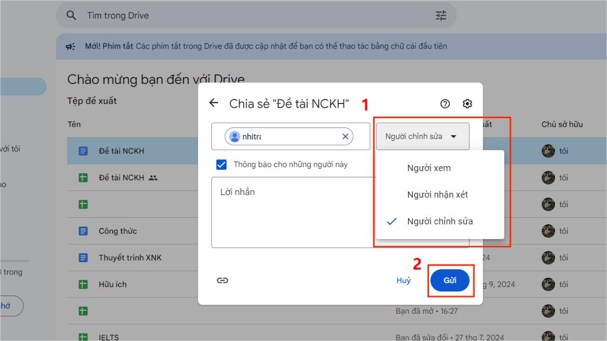 Cách mở quyền truy cập cho google drive hạn chế người cụ thể - Bước 4