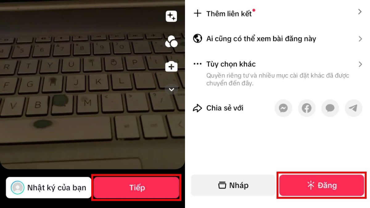 Cách sử dụng tiktok lúc tạo đăng xóa video - bước 3&4