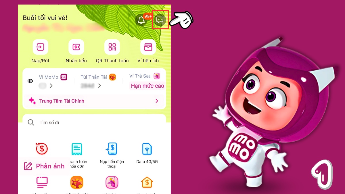Cách chặn tin nhắn rác trên MoMo - bước 1