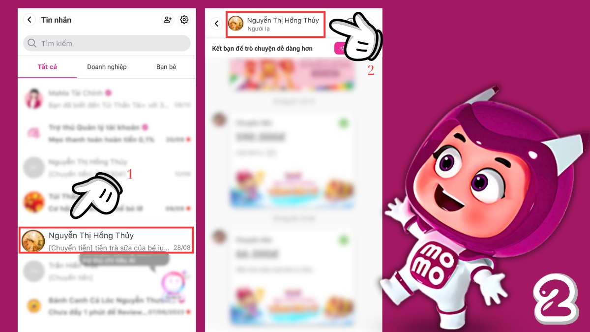 Cách chặn tin nhắn rác trên MoMo - bước 2