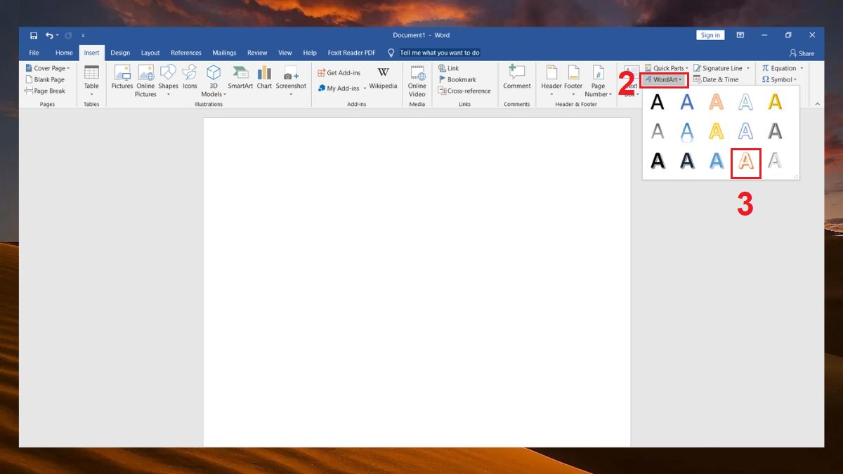 Cách tạo chữ nghệ thuật trong Word 2010, 2013, 2016, 2019 bước 2