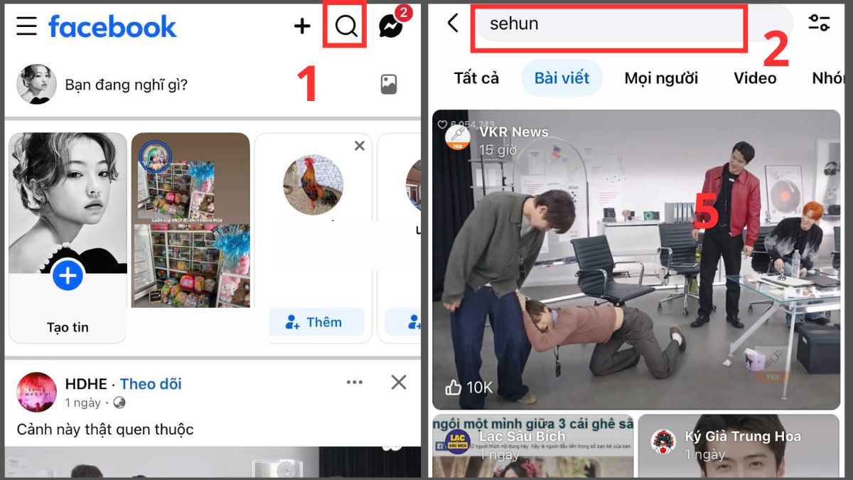 Hướng dẫn cách tìm bài viết cũ trên Facebook của bạn bè và mọi người - bước 1,2