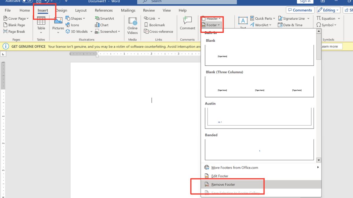 cách xóa số trang đầu tiên trong word bằng Header & Footer bước 3