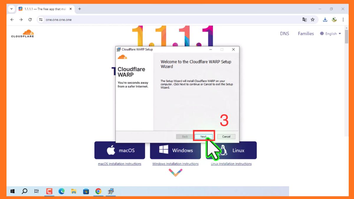 Cài app 1.1.1.1 trên máy tính - bước 2