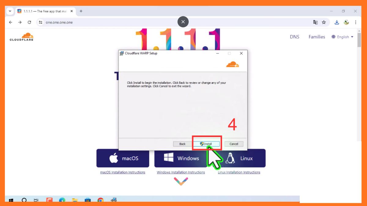 Cài app 1.1.1.1 trên máy tính - bước 3