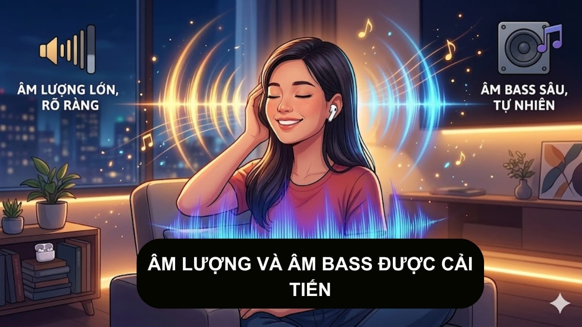 Các tính năng hỗ trợ cách ly âm thanh trên AirPods 3 -  âm lượng và âm bass cải tiến