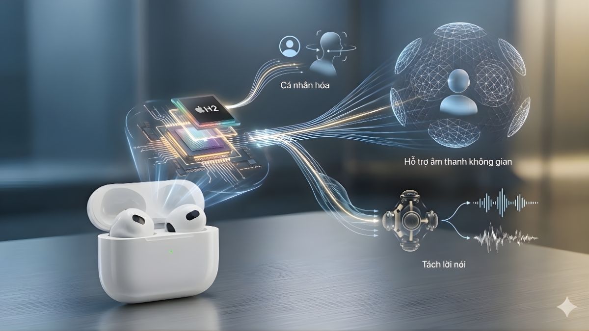 Điểm mới nổi bật trên AirPods 4 so với thế hệ trước với chip H2