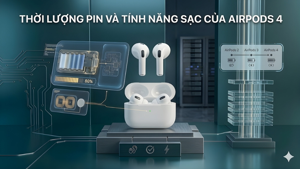 Điểm mới nổi bật trên AirPods 4 so với thế hệ trước - thời lượng pin