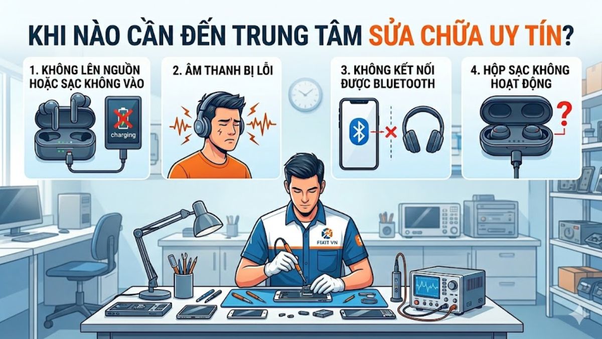 Khi nào cần đem đến trung tâm sửa chữa airpod bị vào nước