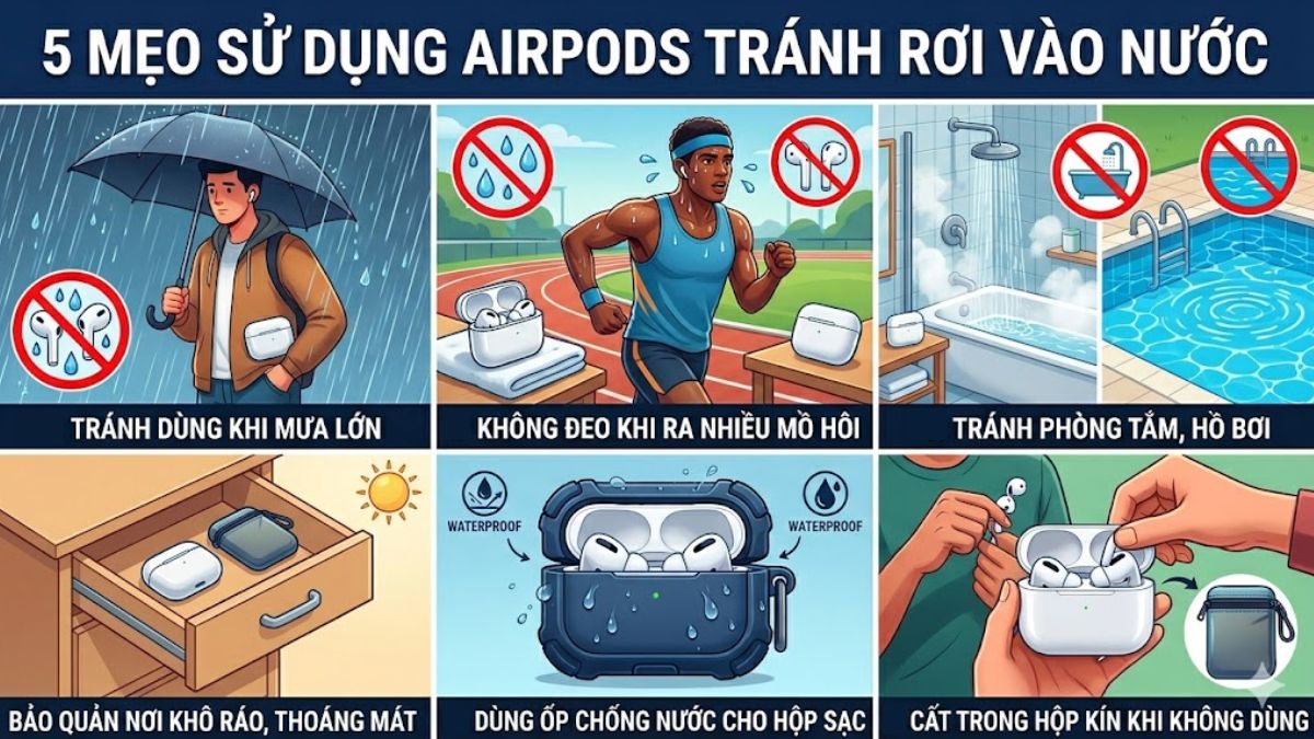 Mẹo sử dụng AirPods tránh rơi vào nước