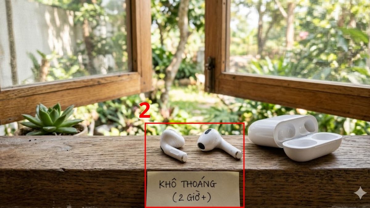 Cách xử lý khi AirPods bị ướt nước - bước 2