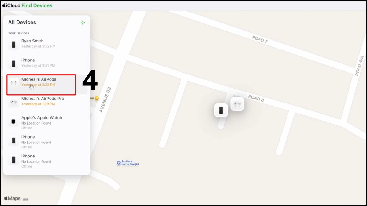 cách định vị AirPods qua iCloud.com trên máy tính - bước 4