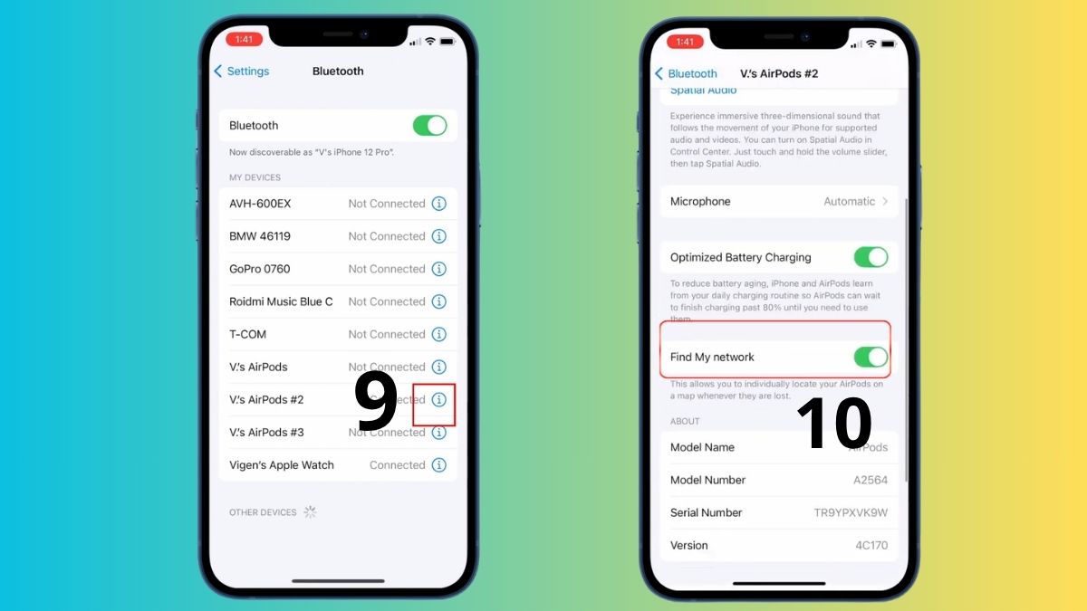 cách định vị airpods - Bật Find My cho AirPods trên iPhone/iPad - bước 4