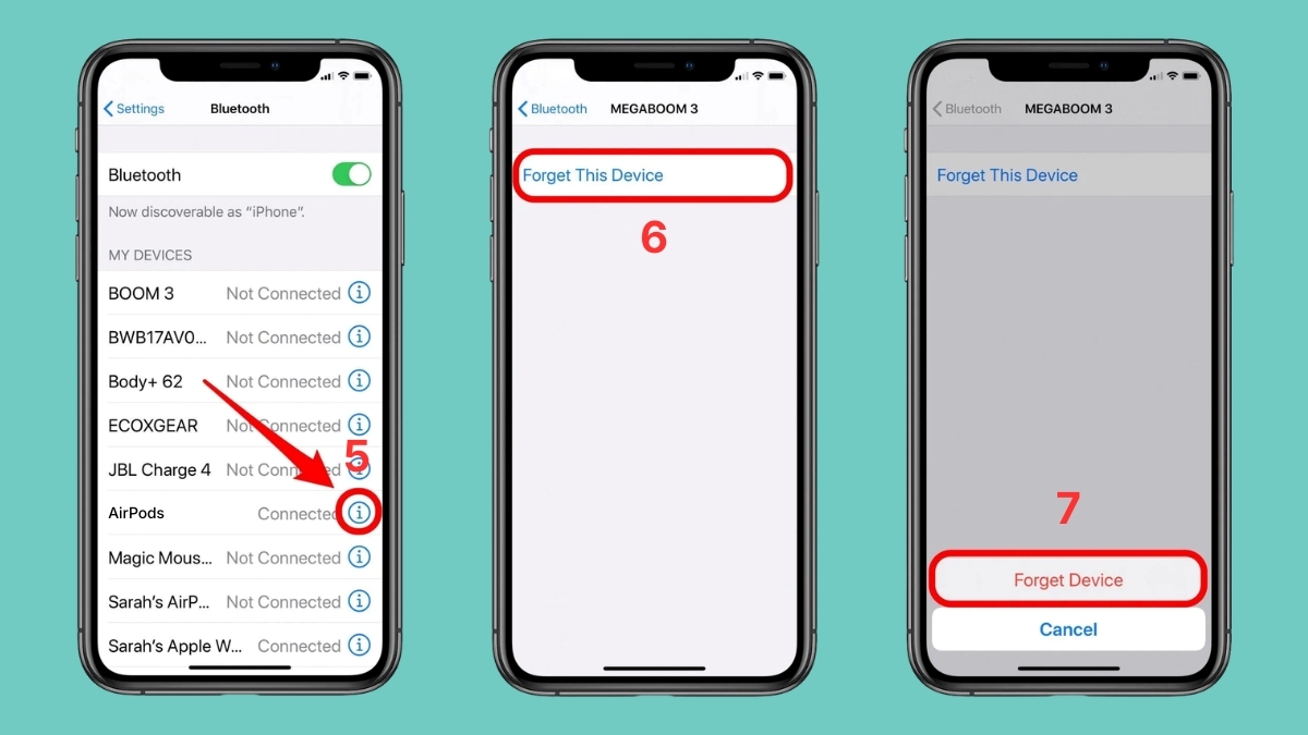 Cách khắc phục AirPods không hiện popup trên thiết bị - reset lại airpods - bước 3,4