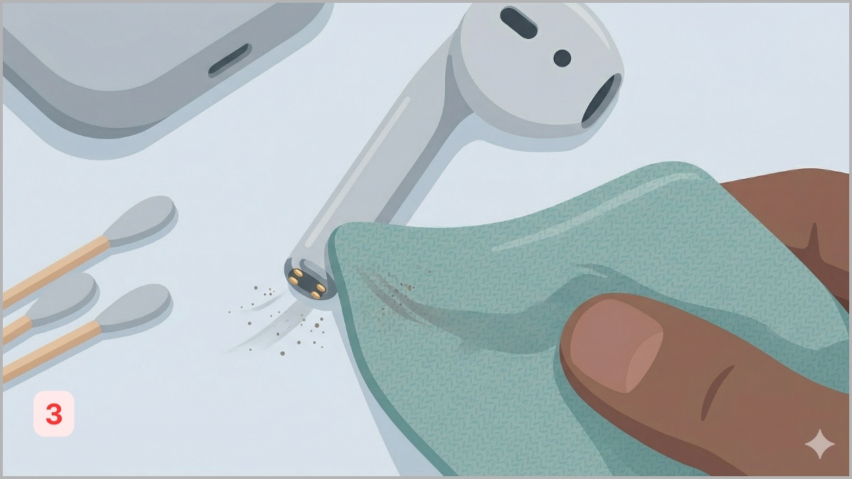 Cách khắc phục AirPods không hiện popup trên thiết bị - thường xuyên vệ sinh airpods - bước 3