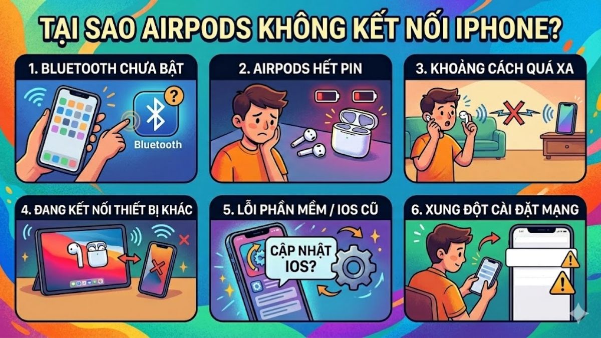 Tại sao AirPods không kết nối được với iPhone?