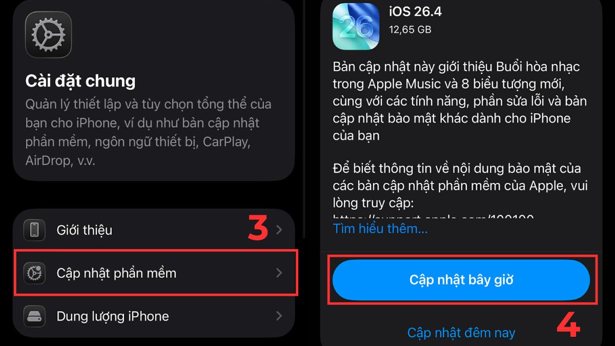 Cách khắc phục lỗi AirPods không kết nối được với iphone - cập nhật ios - bước 2,3
