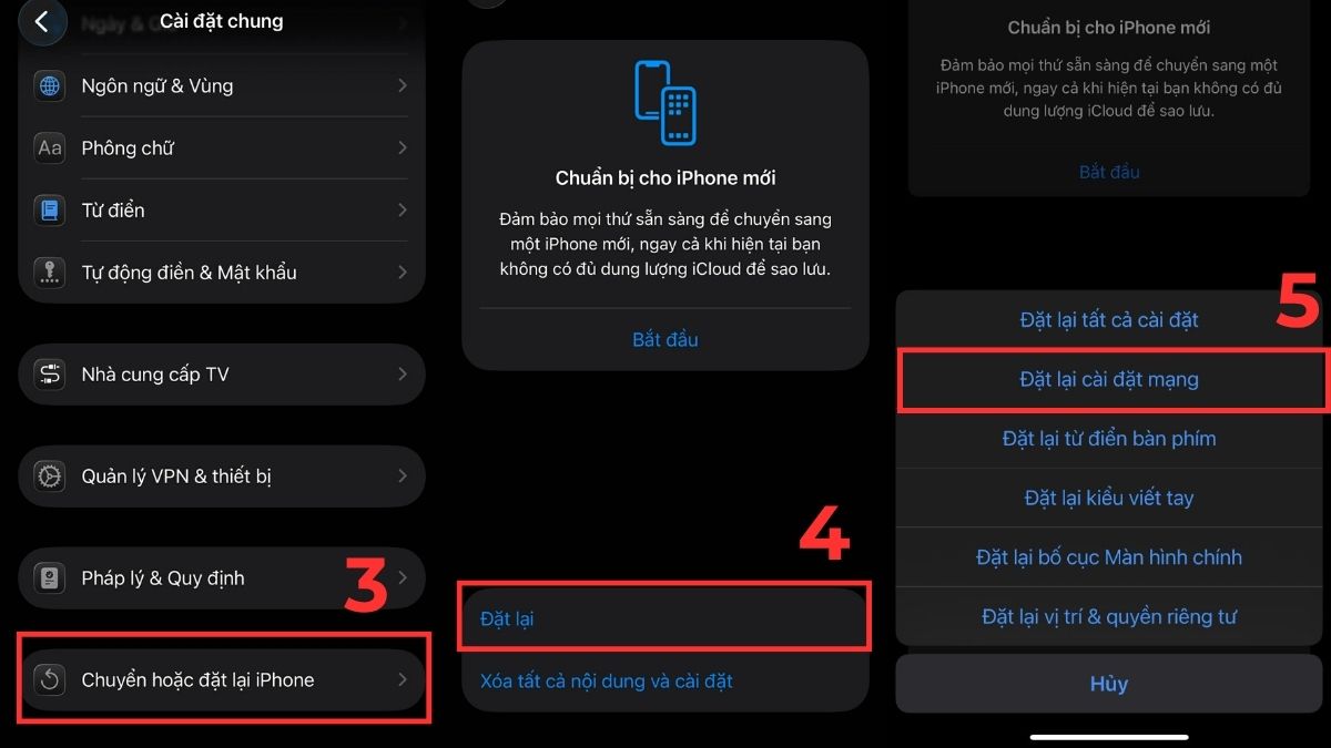 Cách khắc phục lỗi AirPods không kết nối được với iphone - cài đặt lại mạng - bước 2m3
