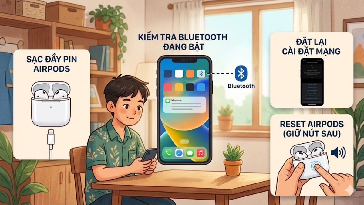 Xử lý lỗi iPhone không nhận diện AirPods sau khi cập nhật iOS