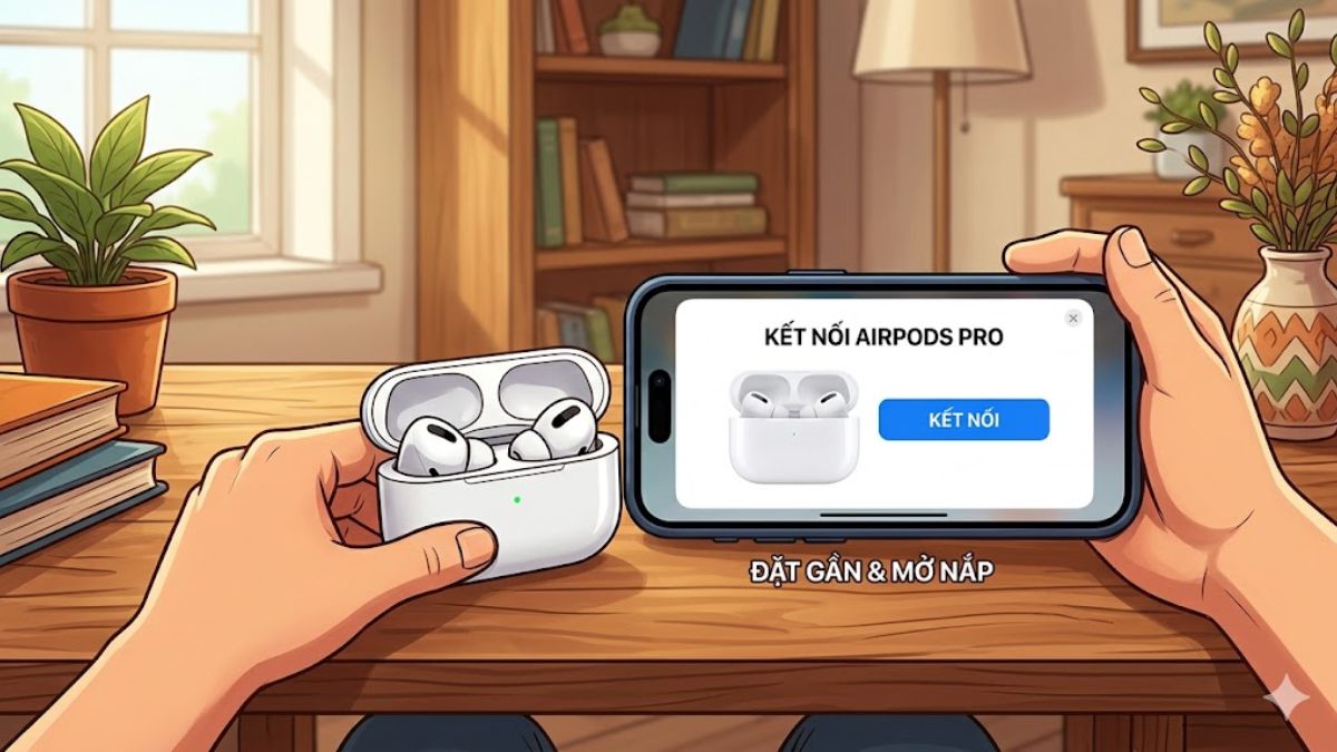 Cách khắc phục lỗi AirPods không kết nối được với iPhone - đưa airpods gần hộp sạc