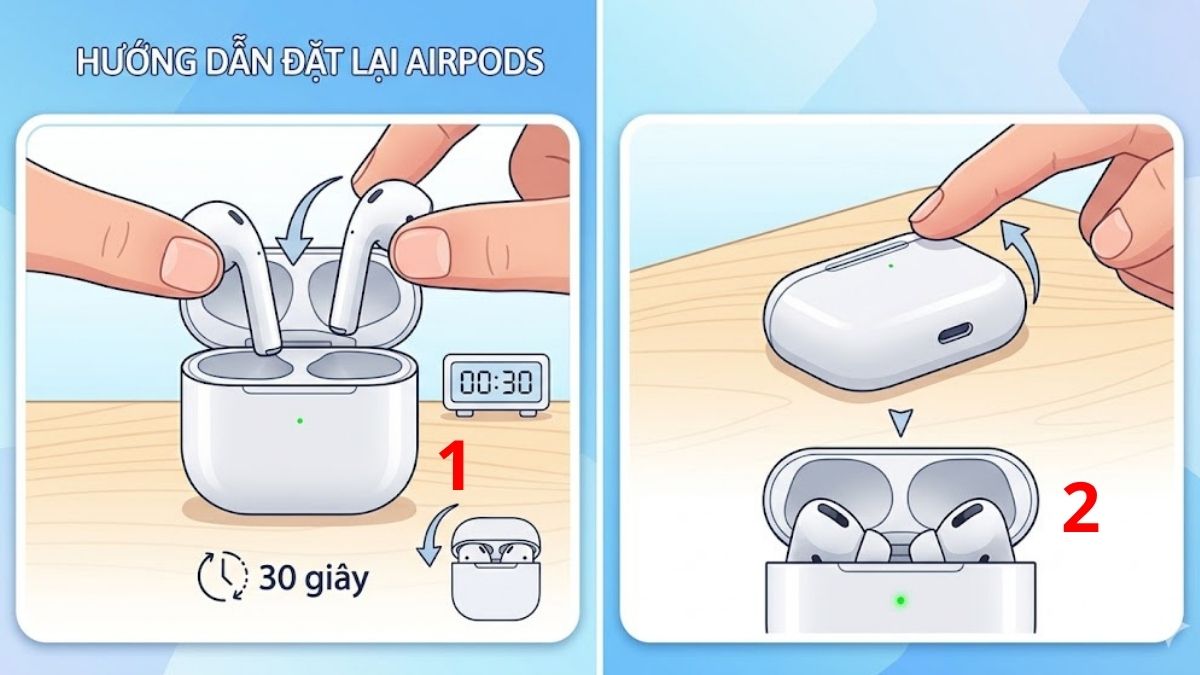 cách khắc phục airpods nhấp nháy đèn xanh - Reset AirPods về cài đặt gốc - bước 1