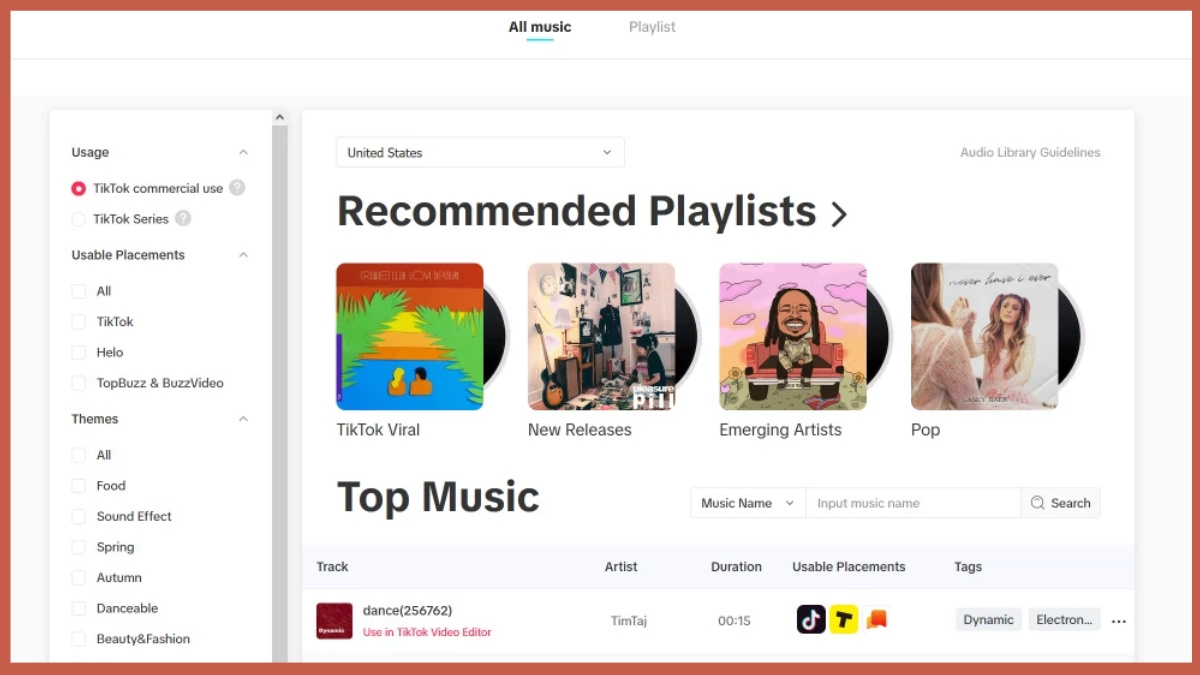 Cách tìm nhạc thương mại TikTok bắt trend miễn phí