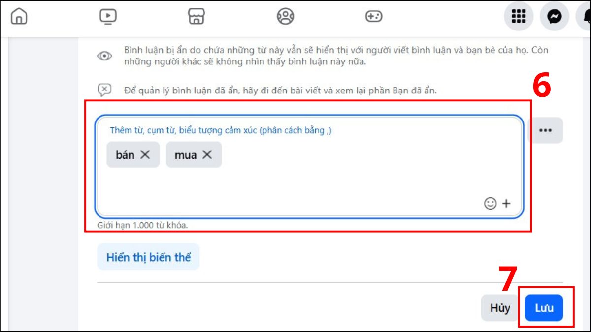 Ẩn bình luận trên Facebook tự động bằng bộ lọc - bước 4