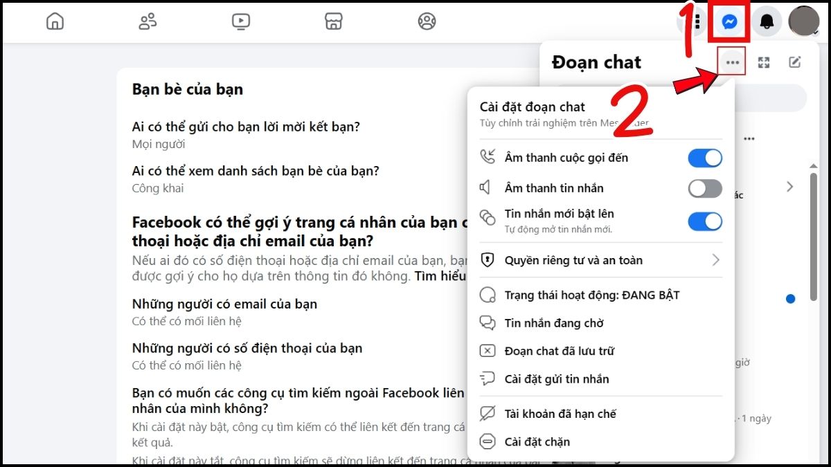 Cách ẩn tài khoản Facebook bằng máy tính - bước 1