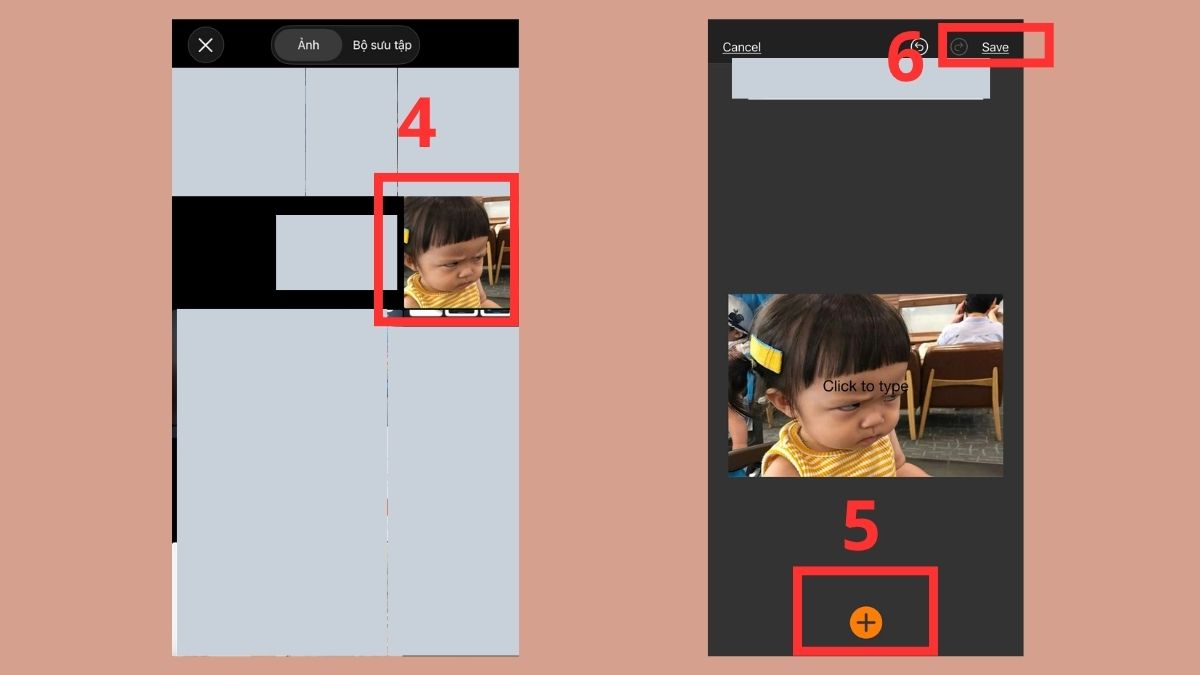 Cách tự chế meme em bé nhanh chóng - bước 4,.5..6