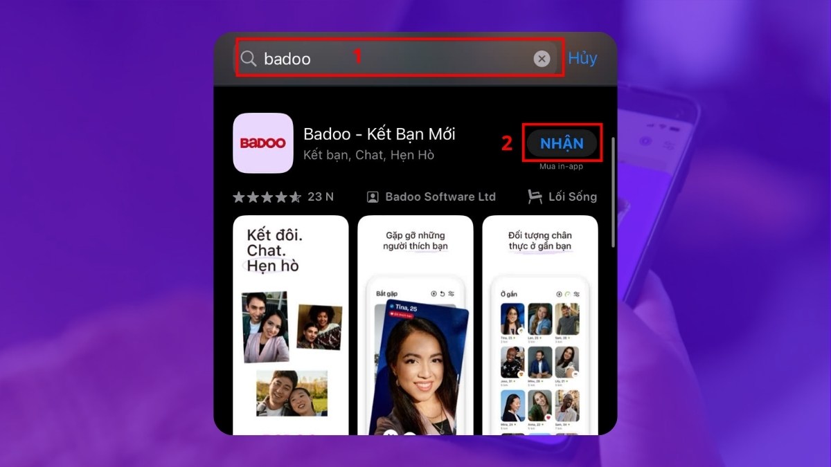 Cách tải và đăng ký app Badoo trên điện thoại - bước 1