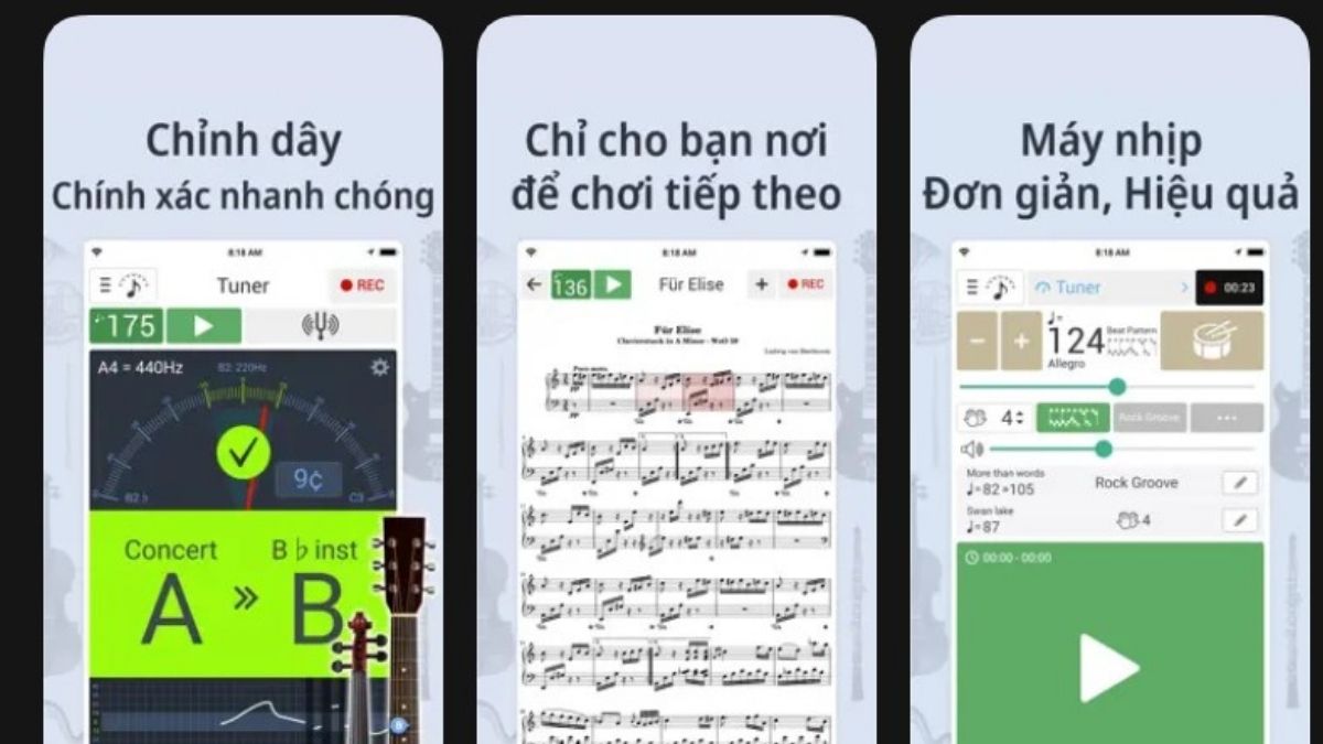 Chỉnh dây & máy nhịp - app chỉnh dây đàn guitar chuẩn