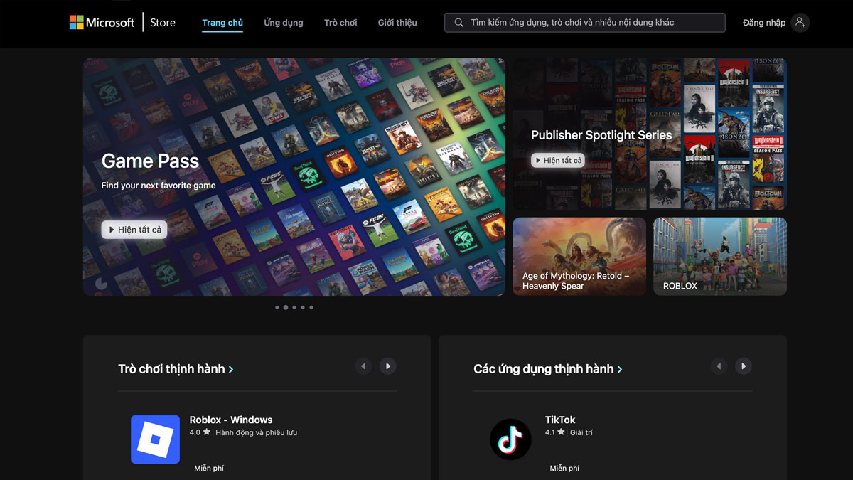 Microsoft Store (cho PC) - app chơi game pc free