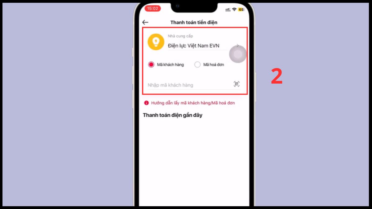 đóng tiền điện qua app Viettel Money - bước 2