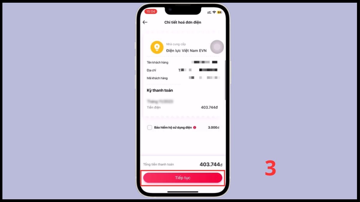 đóng tiền điện qua app Viettel Money - bước 3