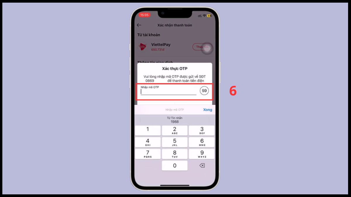 đóng tiền điện qua app Viettel Money - bước 5
