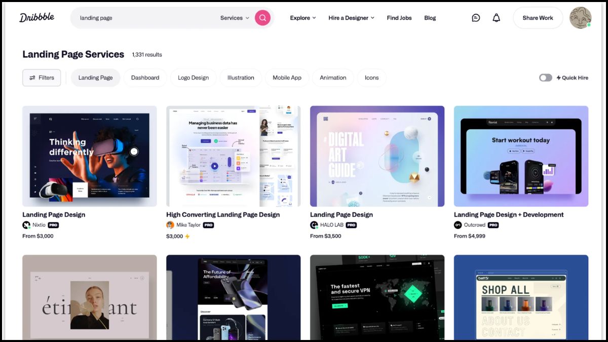 app giống pinterest Dribbble