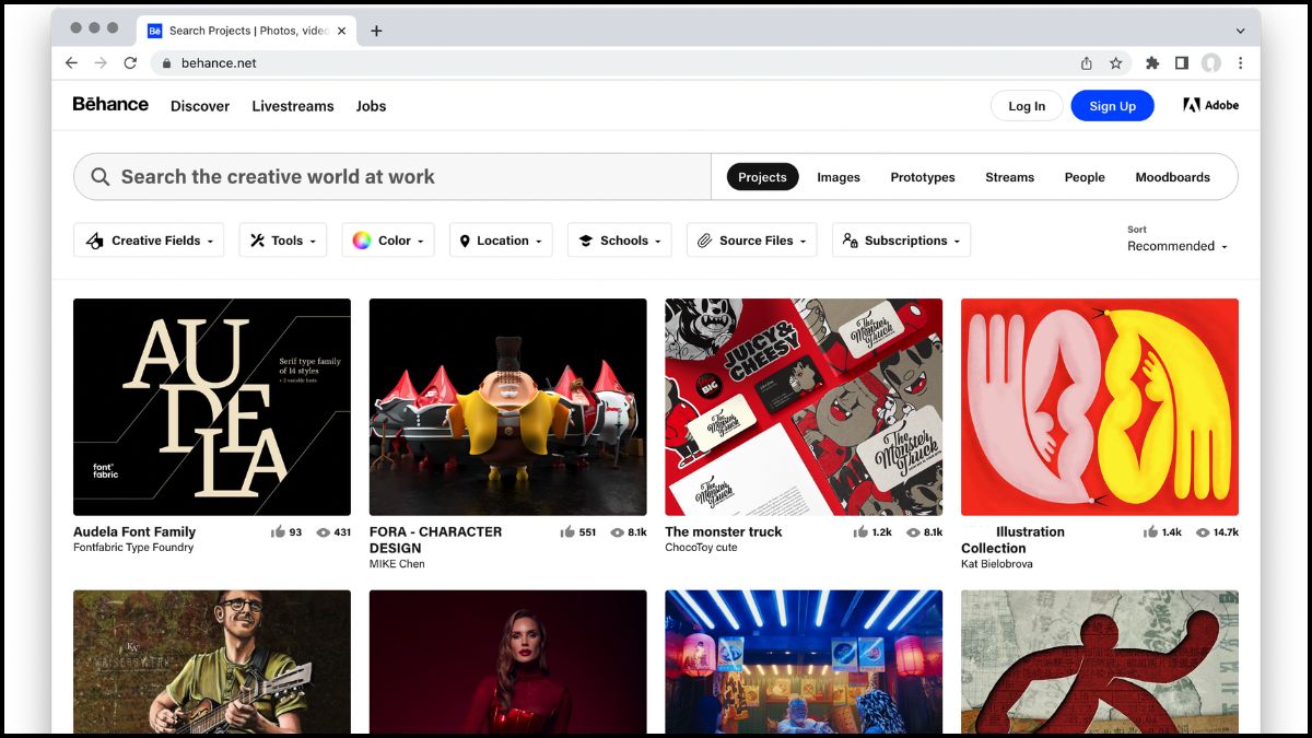 Behance web giống pinterest