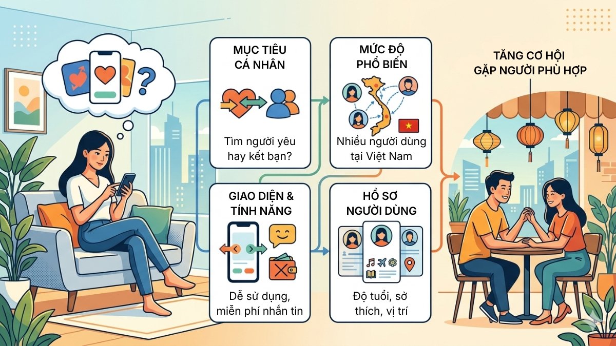 Tiêu chí chọn app hẹn hò phù hợp với nhu cầu