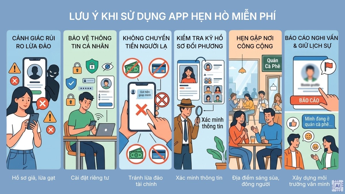 Lưu ý khi sử dụng app hẹn hò miễn phí