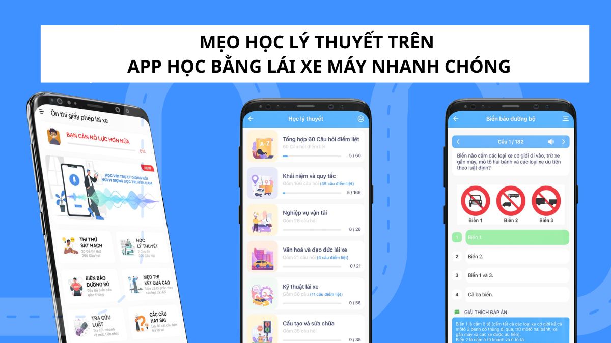 Mẹo học lý thuyết trên app học bằng lái xe máy nhanh chóng