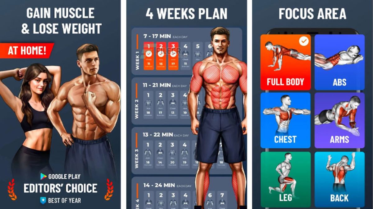Home Workout – No Equipment app hướng dẫn tập gym tại phòng tập