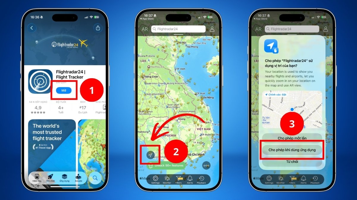 Hướng dẫn sử dụng chung app theo dõi chuyến bay - bước 1