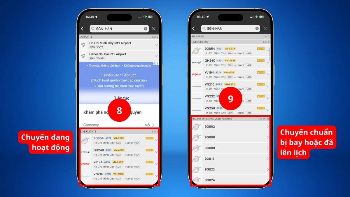 Hướng dẫn sử dụng chung app theo dõi chuyến bay - bước 4