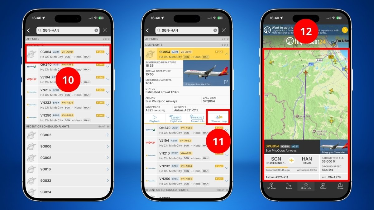 Hướng dẫn sử dụng chung app theo dõi chuyến bay - bước 5