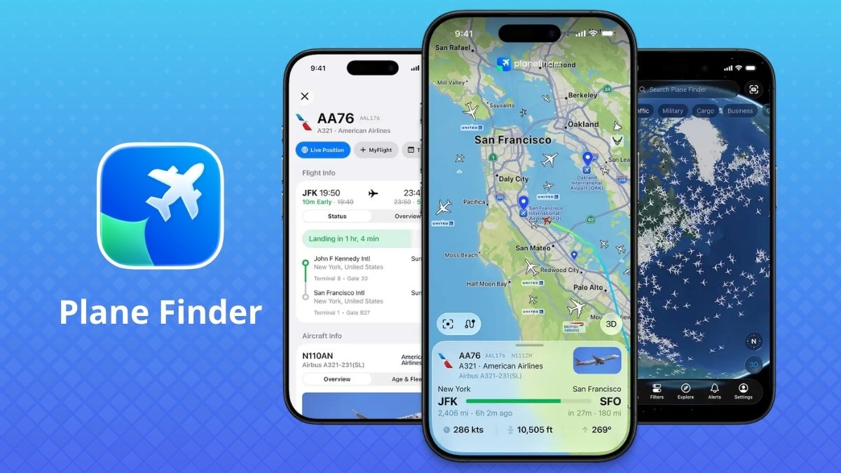 Plane Finder app theo dõi chuyến bay trực tuyến