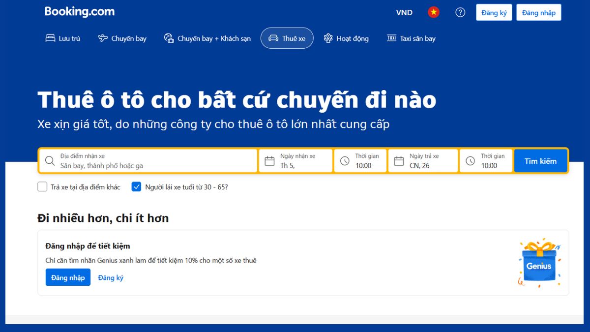 app thuê xe tự lái - booking