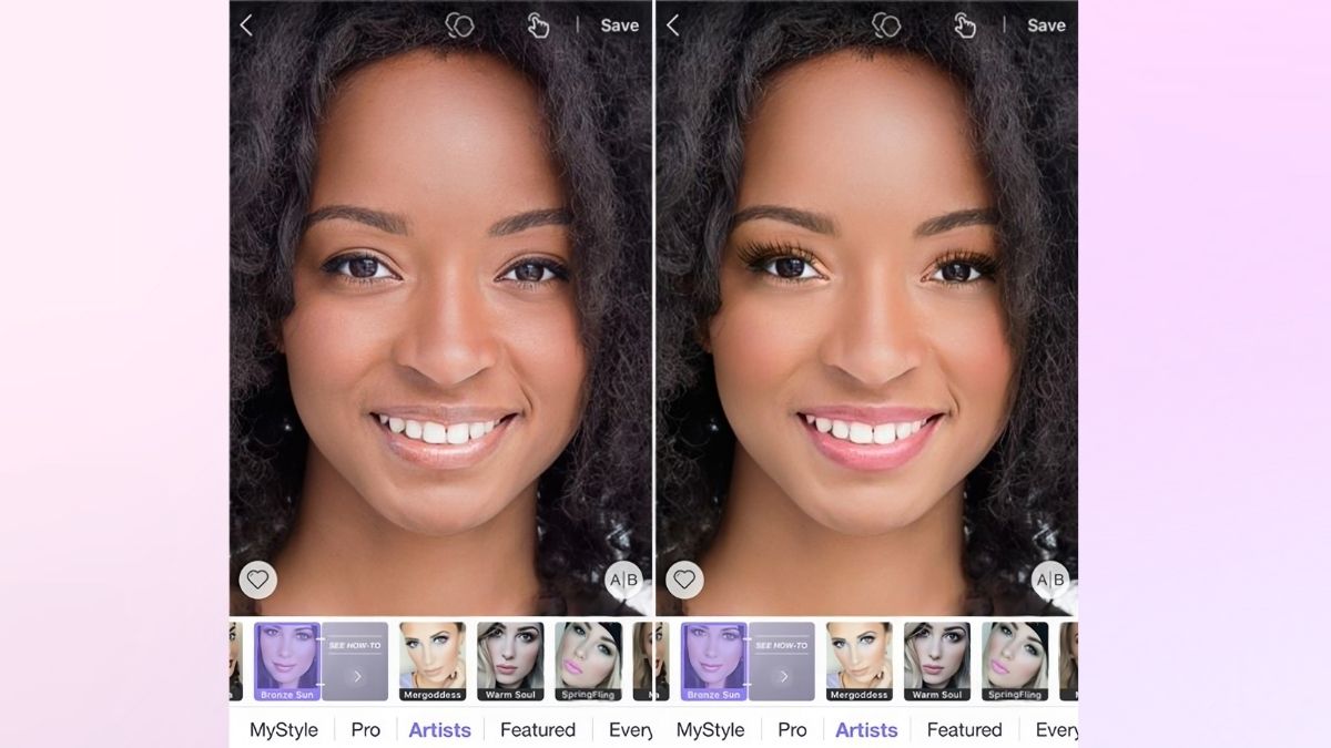 Perfect365 app trang điểm theo khuôn mặt