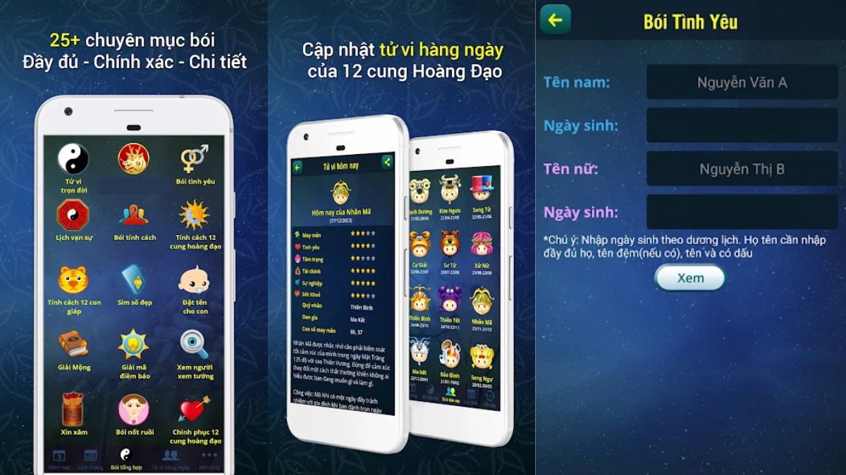 Bói Tổng Hợp - Tử Vi - Lịch Việt - app xem lá số tử vi